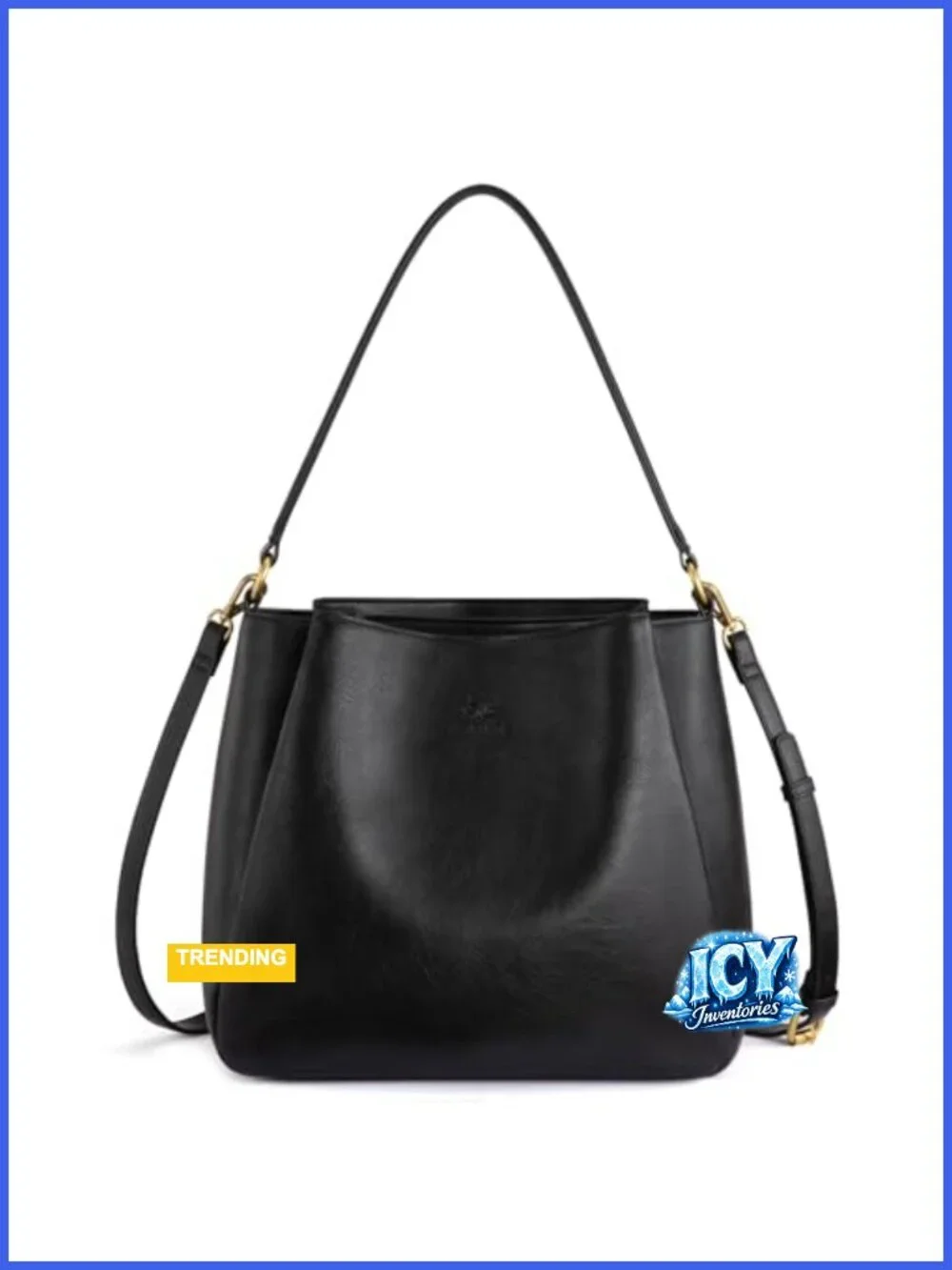 Large Vegan Leather Hobo Bag with Three Compartments, Adjustable Crossbody Strap